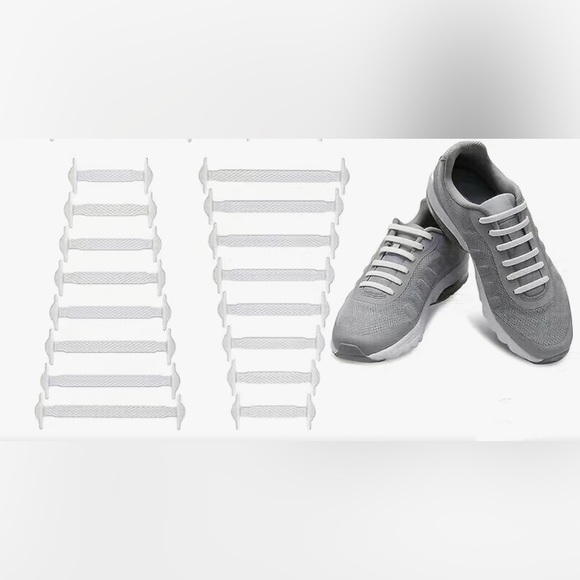 ⭐️ FREE ⭐️ WITH ANY OTHER PURCHASE New No Tie Stretch Silicone Shoelaces White - Picture 1 of 9